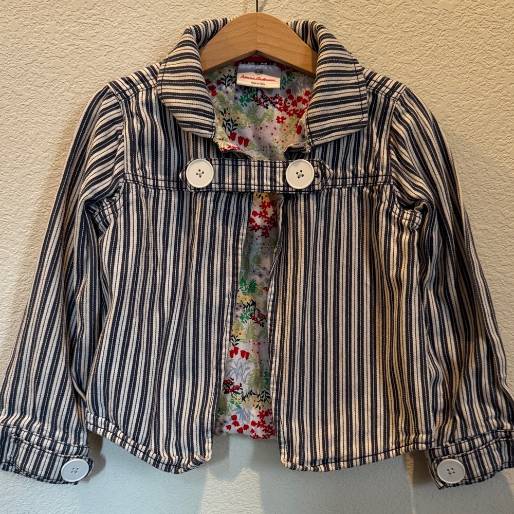 Hanna Andersson Navy Striped Kids 100% Cotton Jacket